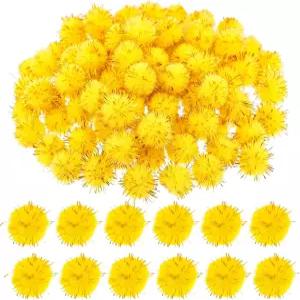 공예용 200 PCS 골드 글리터 폼 1.5cm 반짝이 플러피 퍼지 볼 DIY 작은 원형 틴셀 크리스마스 장식
