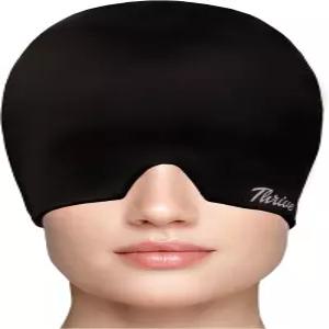 트라이브 젤 스 두통 캡 블랙 - 콜드 테라피 모자 압박 스트레스 퍼프 쿨 헤드 랩 팩 마스크 한 사이즈로