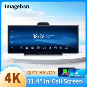 Imagebon H70 Pro 11.4 인치 4K QLED 차량용 DVR 무선 카플레이 및 안드로이드 자동 ADAS 대시 캠 와이파이