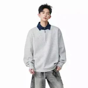 올요아 캐주얼 남친 투피스 키작남 맨투맨 반집업 가짜 칼라 봄가을 슬림핏 상의 꾹3