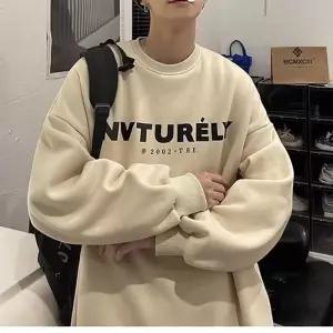 남자 면 춘추 캐주얼 트레이닝 프린트 코트 루즈핏 맨투맨 헤비 레터링 라운드 깔끔한 자켓 인기3
