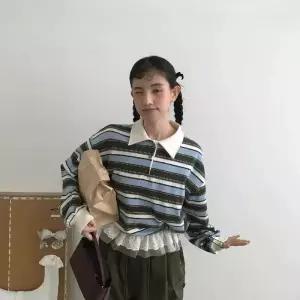 블랙팬서 여사친 봄 가을 스트라이프 이른 맨투맨 OPH3