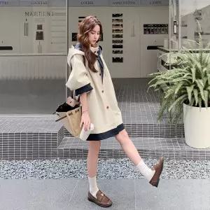 밴널스샵 여성 야구 잠바 가을 빈티지 하프 트렌치 캐주얼 후드 코트 HO3