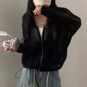 밴널스샵 여성 야구 잠바 가을 펀칭 스트링 긴팔 후드 레이스 코트 HO3