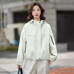 밴널스샵 여성 야구 잠바 캐주얼 후드 코트 봄가을 빅사이즈 쇼트 트렌치 HO3