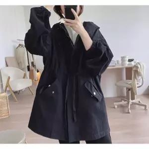 EAMT 여성용 면 야구 점퍼 후드코트 봄가을 오버사이즈 슬림핏 하프기장핏 카고탑 EUNG3