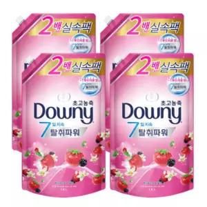 다우니 고농축 섬유유연제 베리베리와 바닐라 (목련괴베리) 1.6L 리필용 4개