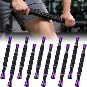 소울첸 10 PCS 머슬 롤러 스틱 세트 바디 마사지 스틱으로 운동선수의 근육통과 회복을 위한 다리 경련을 줄여줍니다 보라색