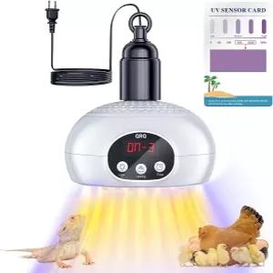 QRQ 닭장 히터 200W-350W-500W 파충류 열 램프 UVA UVB 라이트 3-6-9-12H 타이머로 업그레이드 개집 온실