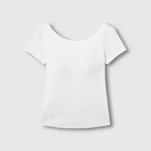 JAJU 여 코튼 립 로우백 브라티셔츠 WHITE/ BLACK 1279045