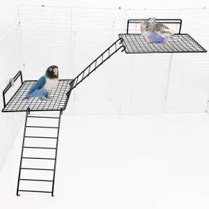 앵무새를 위한 BNOSDM 대형 스테인리스 스틸 그리드 플랫폼 4 PCS 버드 퍼치 스탠드 클라이밍 사다리
