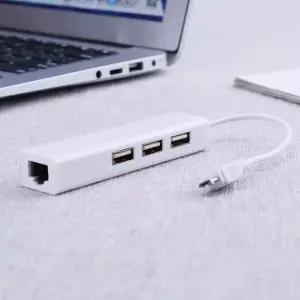 OTG 3포트 USB 2.0 허브 10/100MB 마이크로 USB-RJ45 LAN 어댑터 네트워크 카드