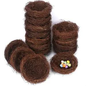 게이테치 15 PCS 5.9인치 공예용 인공 새 둥지 수공예 라탄 작은 휴가용 장식 키트 테이블 정원 DIY