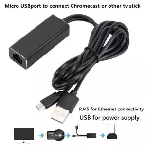 파이어 TV 스틱 이더넷 어댑터 마이크로 USB - RJ45 LAN 포트 네트워크 카드 3FT 전원 공급 케이블 포함 및