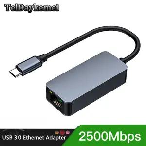 2500Mbps USB 3.0 Type-C 이더넷-RJ45 2.5G 유선 어댑터 변환기 Windows 7/8/10 용 Lan 네트워크 허브 PC