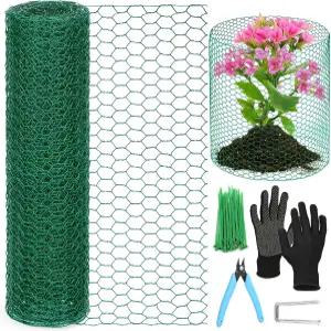 15.7 x 120 인치 동물 보호 장치 0.8mm 야외 식물용 자유 절단 금속 메쉬 케이지 치킨 와이어 클로치 장갑