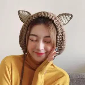 니트 귀도리 브라운 이어워머 방한 털 따뜻한 귀달이모자