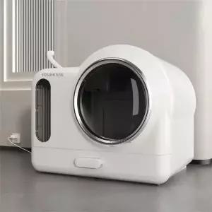 밀폐형 자동 세척 고양이 화장실 자동 냄새 제거 서랍형 대용량 애완동워터 모래통 워터튀김 방지 변기