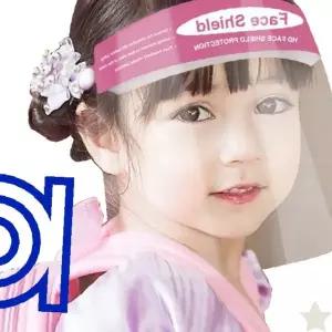 유아 얼굴 보호 투명 안면 가리개 머리띠형 분홍색 위생 차단 유치원 학교 실내