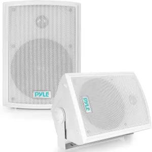 Pyle Home PDWR63 듀얼 방수 실외 스피커 시스템 - 6.5인치 벽 또는 천장 장착 흰색 헤비 듀티 그릴