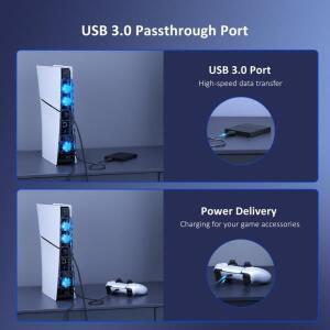 플레이스테이션 PS5 호환 슬림 게임 콘솔 쿨링팬 쿨러 환풍기 냉각기 USB 테이블 배기