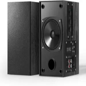 엘리마비 30W X 2 전동 책장 스피커 - 턴테이블 TV PC 레코드 플레이어 3.5-RCA 입력 4인치 우퍼 및 벽