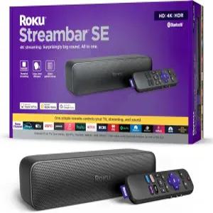 Roku Streambar SE 4K/HD/HDR 스트리밍 프리미엄 스피커 선명하고 대화를 위한 향상된 음성 명료성을 갖춘