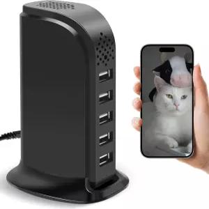 모션 감지 기능이 있는 HSKAH 무선 USB 충전기 카메라 반려동물 및 가정 을 위한 WiFi 유모 캠 - 휴대폰 앱