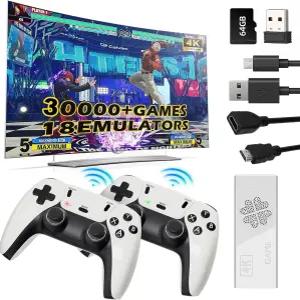 2026 업그레이드된 무선 레트로 게임 콘솔 스틱 4K HDMI 비디오 플러그 앤 플레이 TV 30000 이상의 듀얼