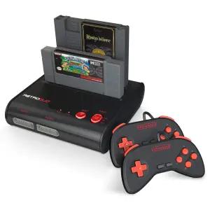 레트로 비트 듀오 2 in 1 콘솔 시스템 - 오리지널 NES/SNES 및 슈퍼 닌텐도 게임용 블랙/레드