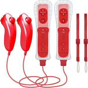 WDZP 빨간색*2 Wii/WII U용 모션 플러스 리모컨 2 in 1 U 콘솔용 넌척 컨트롤러 nintendo_wii_u