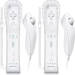 모션 플러스 Wii 및 넌척용 디굴란 리모컨 실리콘 케이스와 손목 스트랩(흰색)으로 U와 호환되는 무선