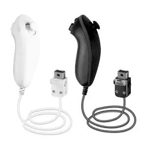 SWien Wii 넌척 컨트롤러 닌텐도 U 콘솔과 호환되는 2팩 교체 조이스틱 게임패드 블랙 화이트