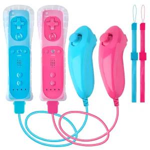 XiQiDianr Wii 리모컨 및 Nunchaku 컨트롤러 Nunchuck 포함 U 콘솔에 사용 실리콘 케이스 손목 스트랩