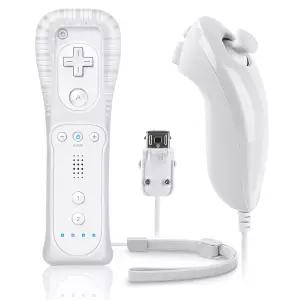 FIOTOK Wii 리모컨 넌척 컨트롤러 닌텐도 U와 호환되는 실리콘 케이스 및 손목 스트랩 흰색