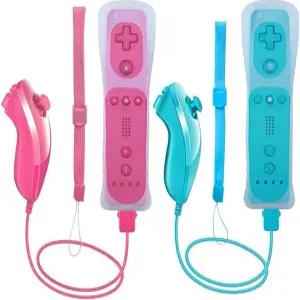 Wii 리모컨 U 콘솔(핑크와 블루)과 호환되는 2팩 업그레이드 무선 컨트롤러