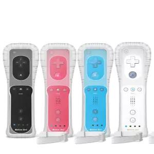 Gamrombo 4 팩 모션 플러스 Wii 컨트롤러 실리콘 케이스와 손목 스트랩(화이트 블랙 핑크 블루)으로 U와