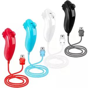 DTianSir 4PCS Wii 넌척 컨트롤러 WiiU 원격 조이스틱 U 게임 패드와 호환 블랙+화이트+블루+레드