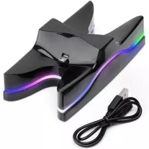 PS4용 KlsyChry 듀얼 컨트롤러 충전기 도크 스테이션 듀얼쇼크 4 블루 LED 스탠드