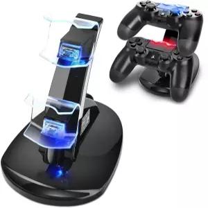 TNP PS4 컨트롤러 충전기 - LED 표시등과 IC 보호 기능이 있는 PlayStation 4 듀얼 충전 스테이션 고속 USB