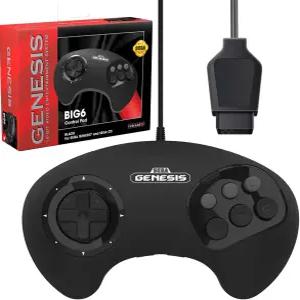 SEGA 제네시스용 레트로비트 BIG6 컨트롤러 패드 - 오리지널 포트 블랙