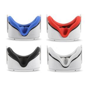 LEABBY 4PCS VR 실리콘 페이스 커버 Oculus Quest 2용 가볍고 방수이며 먼지 방지 교체용 페이셜 쿠션 패드 액세서리블랙레드그레이블루