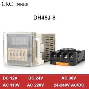 카운터기 수동계수기 DH48J8 전자 프리셋 비순환 8PIN 릴레이 디지털 카운터 DC12V24V36V 999900 디스플레이 AC110V220V380V