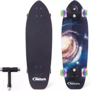 초보자를 위한 Nattork Complete Kid 스케이트보드 29인치 x 9인치 청소년 크루저 더블 킥 덱 오목한 소녀