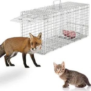 32인치 인도적 동물 덫 다람쥐/줄고양이/라쿤/여우/토끼용 접이식 대형 살아있는 케이지 아연 도금 방청