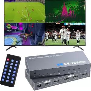 4K@30Hz HDMI 멀티뷰어 스위치 4x1 - 쿼드 시끄러운 스위처 4-in-1 out 8 모드 PS4 Xbox 호환