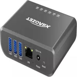 Xiaozet LK301E 기가비트 USB 장치 서버 - LAN용 3포트 오버 IP 공유 허브 프린터 스캐너 동글과 호환되는