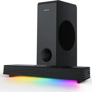스마트 TV용 메레도 사운드바 60W 3CH PC 게이밍 서브우퍼 RGB 조명 오디오 동기화 서라운드 시스템 BT
