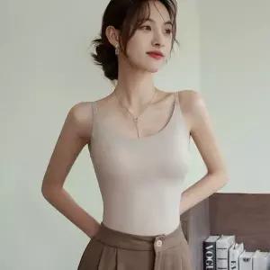 [하프클럽/]노와이어 캡내장형 여성용 심리스 사계절용 편안한 이너 나시