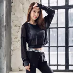 [하프클럽/]여성 시스루 커버업 운동 티셔츠 상의
